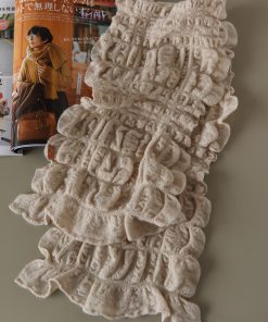 100% Cashmere Pleated Texture Short Scarf - Elegant French Style Neck Wrap for Niche Vibe Looks