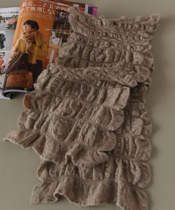 100% Cashmere Pleated Texture Short Scarf - Elegant French Style Neck Wrap for Niche Vibe Looks