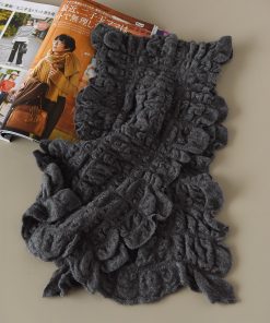 100% Cashmere Pleated Texture Short Scarf - Elegant French Style Neck Wrap for Niche Vibe Looks