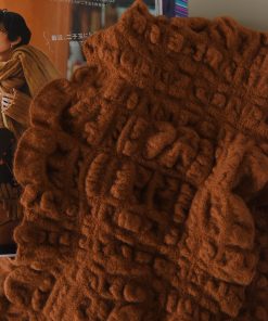 100% Cashmere Pleated Texture Short Scarf - Elegant French Style Neck Wrap for Niche Vibe Looks