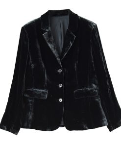 2025 Autumn Low-Key Silk Velvet Blazer - Modern Suit Jacket for Commuter Style, Simple & Versatile Fashion