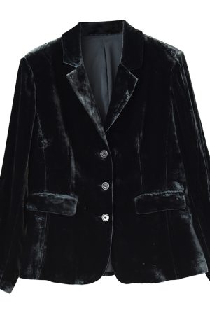 2025 Autumn Low-Key Silk Velvet Blazer - Modern Suit Jacket for Commuter Style, Simple & Versatile Fashion