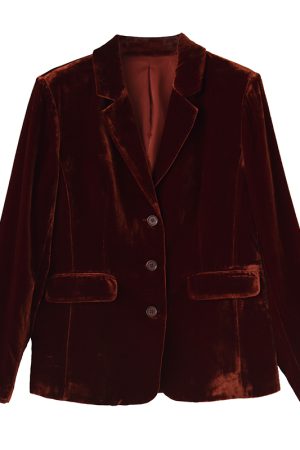 2025 Autumn Low-Key Silk Velvet Blazer - Modern Suit Jacket for Commuter Style, Simple & Versatile Fashion