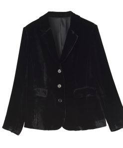 2025 Autumn Low-Key Silk Velvet Blazer - Modern Suit Jacket for Commuter Style, Simple & Versatile Fashion