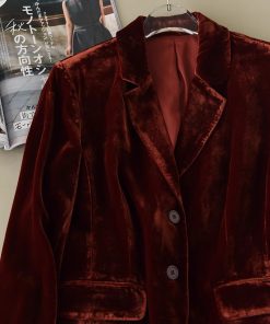 2025 Autumn Low-Key Silk Velvet Blazer - Modern Suit Jacket for Commuter Style, Simple & Versatile Fashion