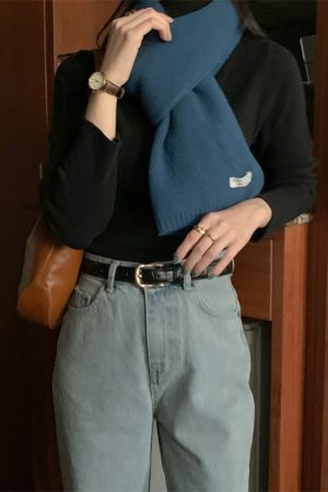 2025 Autumn/Winter Korean Style Wool Knitted Scarf - Cozy Warm Fashion Accessory for Fall and Winter