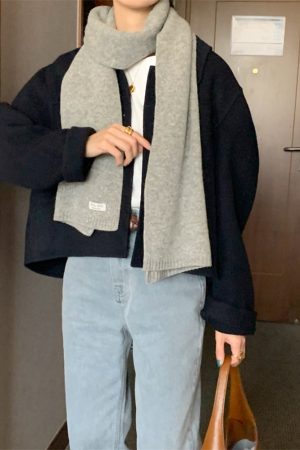 2025 Autumn/Winter Korean Style Wool Knitted Scarf - Cozy Warm Fashion Accessory for Fall and Winter