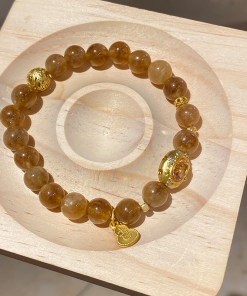 2025 Chinese Style Lotus Seed & Gold Tiger Eye Beaded Bracelet - Versatile Niche Fashion Wristband Accessory