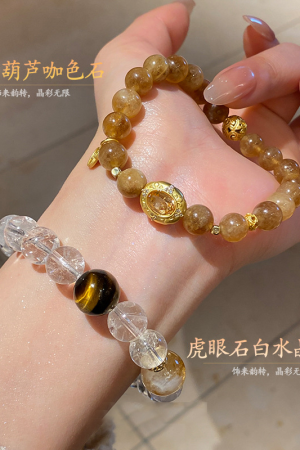 2025 Chinese Style Lotus Seed & Gold Tiger Eye Beaded Bracelet - Versatile Niche Fashion Wristband Accessory