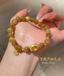 2025 Chinese Style Lotus Seed & Gold Tiger Eye Beaded Bracelet - Versatile Niche Fashion Wristband Accessory