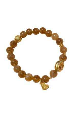 2025 Chinese Style Lotus Seed & Gold Tiger Eye Beaded Bracelet - Versatile Niche Fashion Wristband Accessory