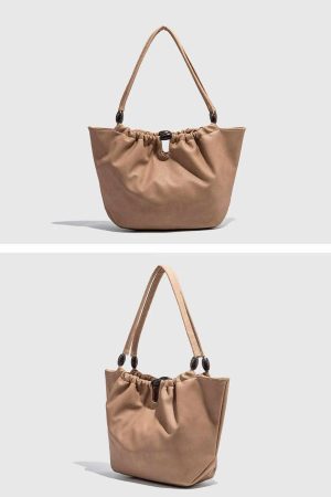 2025 Chinese Style Pleated Tote Bag for Women - High-Quality Textured Soft Leather Handheld Shoulder Bag