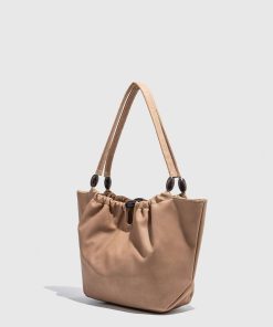 2025 Chinese Style Pleated Tote Bag for Women - High-Quality Textured Soft Leather Handheld Shoulder Bag