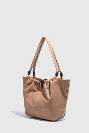 2025 Chinese Style Pleated Tote Bag for Women - High-Quality Textured Soft Leather Handheld Shoulder Bag