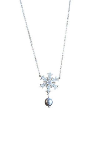 2025 Christmas Snowflake Pearl Necklace - High-End Winter Sweater Chain for Women, Exquisite Clavicle Accessory