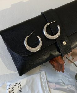 2025 Crescent Moon Hoop Earrings - Unique Light Luxury Studs for Women, High-End Niche Design, Trendy Fashion Statement