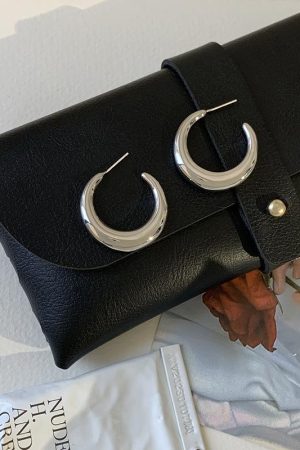 2025 Crescent Moon Hoop Earrings - Unique Light Luxury Studs for Women, High-End Niche Design, Trendy Fashion Statement