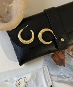 2025 Crescent Moon Hoop Earrings - Unique Light Luxury Studs for Women, High-End Niche Design, Trendy Fashion Statement