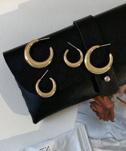 2025 Crescent Moon Hoop Earrings - Unique Light Luxury Studs for Women, High-End Niche Design, Trendy Fashion Statement