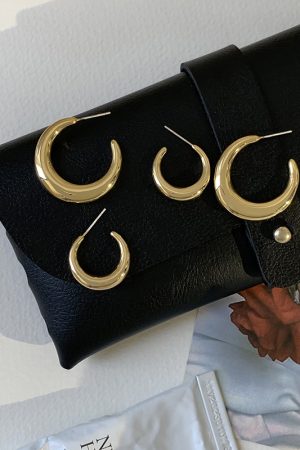 2025 Crescent Moon Hoop Earrings - Unique Light Luxury Studs for Women, High-End Niche Design, Trendy Fashion Statement