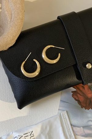 2025 Crescent Moon Hoop Earrings - Unique Light Luxury Studs for Women, High-End Niche Design, Trendy Fashion Statement
