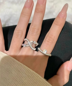 2025 European American Retro High-End Silver Brushed Sparkling Diamond Cross Ring for Women - Versatile Fashion Accessory