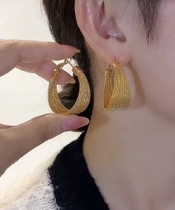 2025 Exaggerated Metal French Hoop Earrings - Trendy Heavy-Duty Round Drop Design for European and American Style