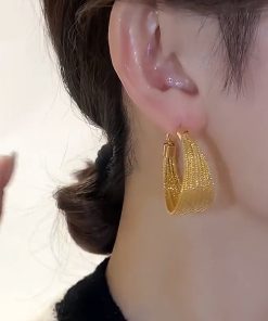 2025 Exaggerated Metal French Hoop Earrings - Trendy Heavy-Duty Round Drop Design for European and American Style