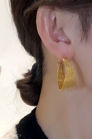 2025 Exaggerated Metal French Hoop Earrings - Trendy Heavy-Duty Round Drop Design for European and American Style