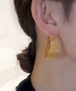 2025 Exaggerated Metal French Hoop Earrings - Trendy Heavy-Duty Round Drop Design for European and American Style