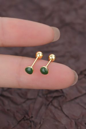 2025 Forest Style Avocado Stud Earrings for Women - Green Screw-On Ear Cuffs, Unique Design with One Screw Detail