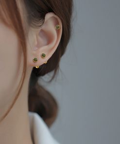 2025 Forest Style Avocado Stud Earrings for Women - Green Screw-On Ear Cuffs, Unique Design with One Screw Detail