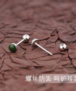 2025 Forest Style Avocado Stud Earrings for Women - Green Screw-On Ear Cuffs, Unique Design with One Screw Detail