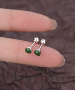 2025 Forest Style Avocado Stud Earrings for Women - Green Screw-On Ear Cuffs, Unique Design with One Screw Detail