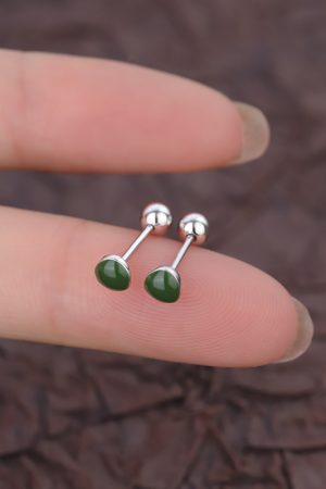 2025 Forest Style Avocado Stud Earrings for Women - Green Screw-On Ear Cuffs, Unique Design with One Screw Detail