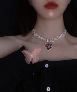 2025 French Braided Pearl Heart Necklace for Women - Versatile Clavicle Chain, Trendy INS Style Jewelry