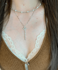 2025 High-End Cross Four-Leaf Flower Necklace for Women - Light Luxury Clavicle Chain, Exquisite Neck Accessory