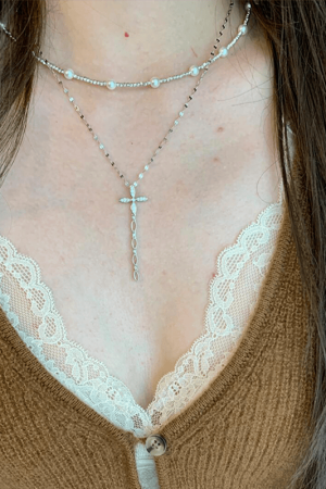 2025 High-End Cross Four-Leaf Flower Necklace for Women - Light Luxury Clavicle Chain, Exquisite Neck Accessory