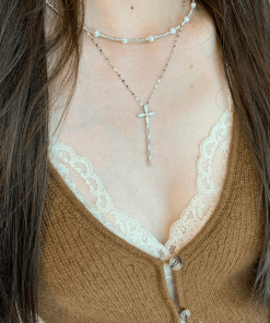 2025 High-End Cross Four-Leaf Flower Necklace for Women - Light Luxury Clavicle Chain, Exquisite Neck Accessory