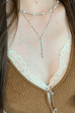 2025 High-End Cross Four-Leaf Flower Necklace for Women - Light Luxury Clavicle Chain, Exquisite Neck Accessory