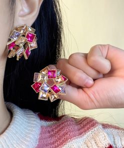 2025 Japanese Korean Style Three-Dimensional Square Geometric Stud Earrings for Women - Silver Needle Fashion Accessories