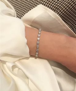 2025 Korean Style Ladies' Minimalist Double Row Sparkly Ice Crystal Bracelet with Zirconia Accents
