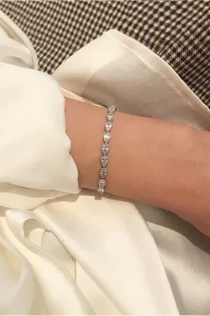 2025 Korean Style Ladies' Minimalist Double Row Sparkly Ice Crystal Bracelet with Zirconia Accents