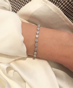 2025 Korean Style Ladies' Minimalist Double Row Sparkly Ice Crystal Bracelet with Zirconia Accents
