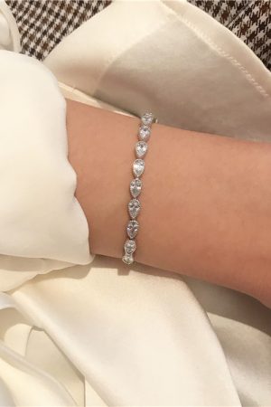 2025 Korean Style Ladies' Minimalist Double Row Sparkly Ice Crystal Bracelet with Zirconia Accents