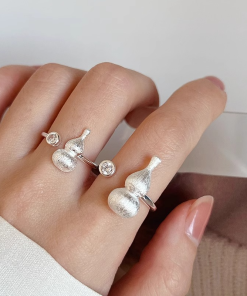 2025 Minimalist S925 Pure Silver Brushed Gourd Ring for Women, Light Luxury High-End Design, Unique Niche Style
