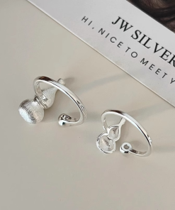 2025 Minimalist S925 Pure Silver Brushed Gourd Ring for Women, Light Luxury High-End Design, Unique Niche Style