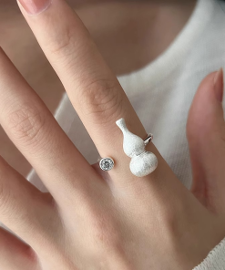 2025 Minimalist S925 Pure Silver Brushed Gourd Ring for Women, Light Luxury High-End Design, Unique Niche Style