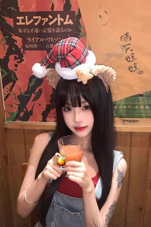 2025 New Christmas Duffy Bear Plush Headband Hair Accessory for Holiday Costume, Festive Bear Ears Headband