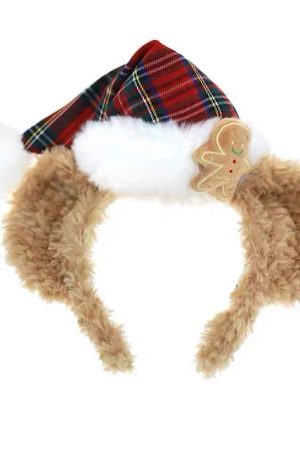 2025 New Christmas Duffy Bear Plush Headband Hair Accessory for Holiday Costume, Festive Bear Ears Headband